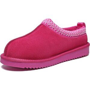 👑Womens Slippers Rose Pink Suede Platform Mini Boots Winter Mules House Shoes